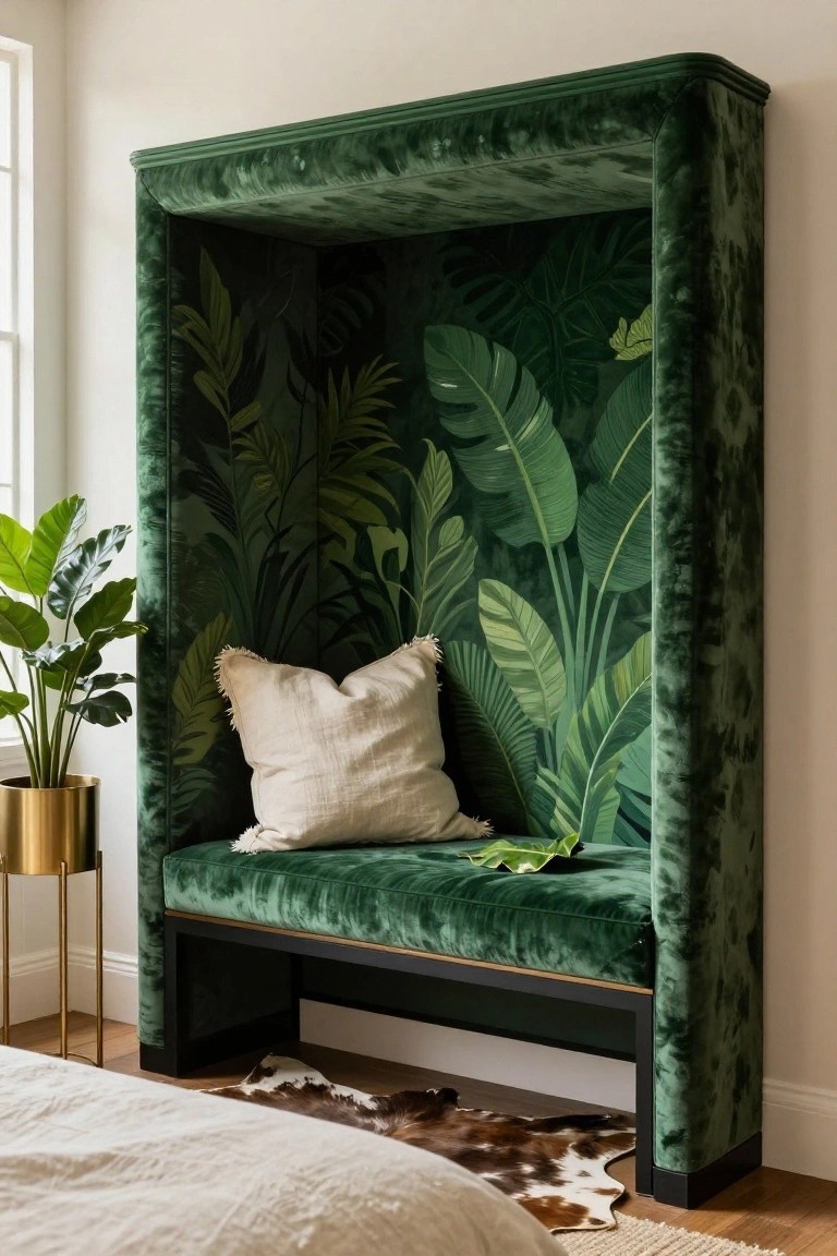 Wallpapered Alcove Bench