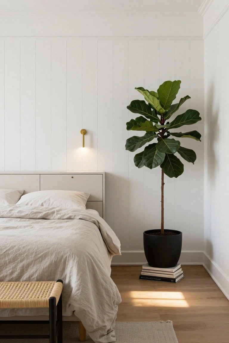 Tall Plants Add Bedroom Scale