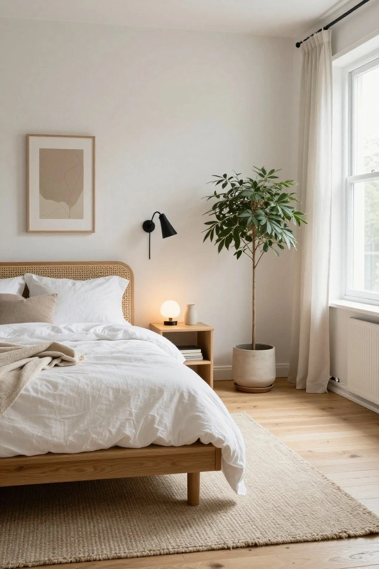 Tall Plants Add Bedroom Scale