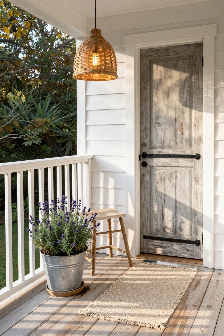 Porch Entry Nook with Potted Lavender