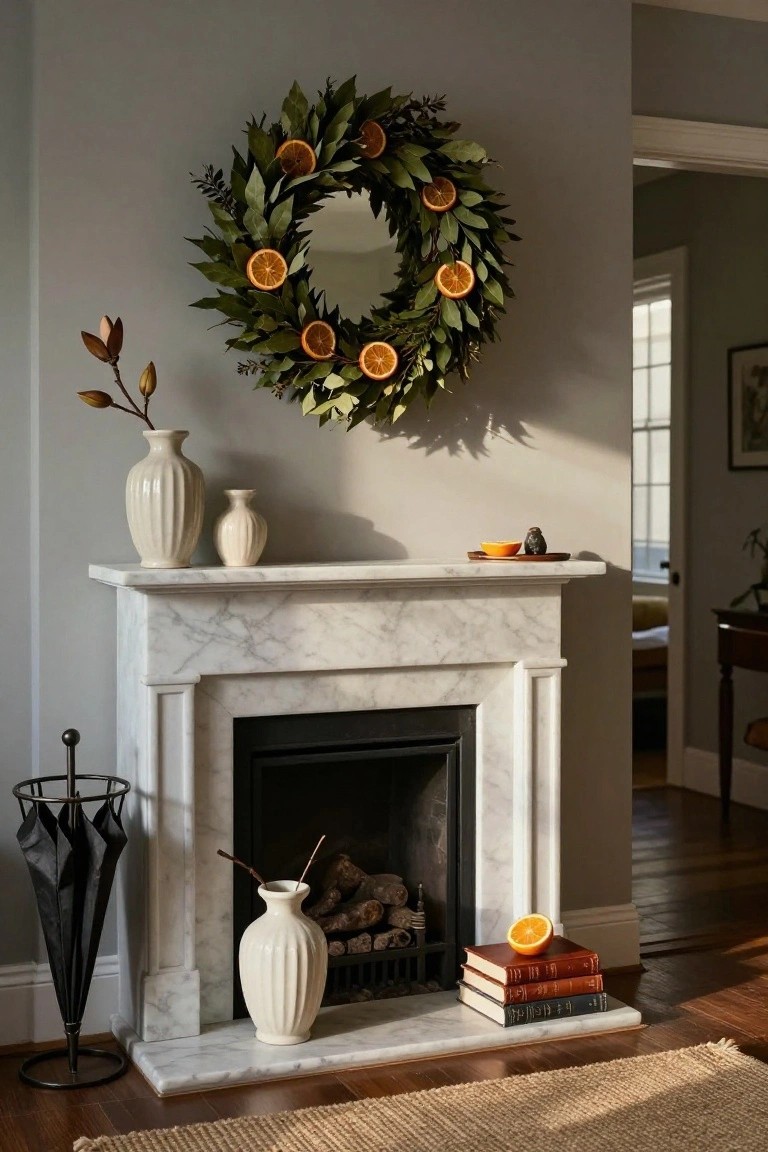 Bay Laurel Wreath with Dried Oranges