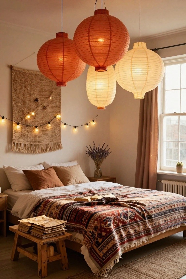Cluster Paper Lanterns for Bedroom Holiday Glow