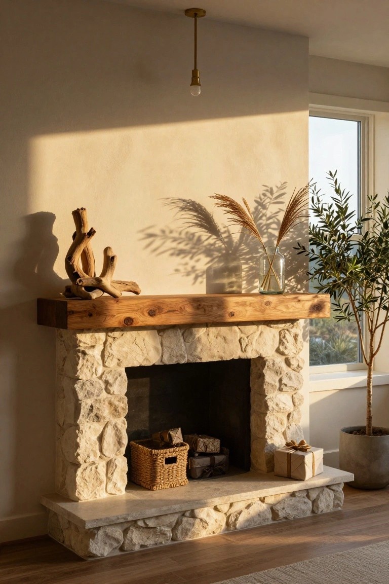 Asymmetrical Mantel with Tall Organics