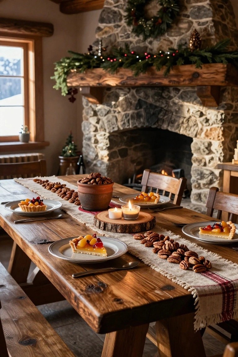 Rustic Dessert Table by the Fireplace