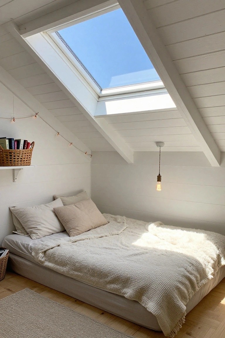 String Lights on Sloped Ceilings