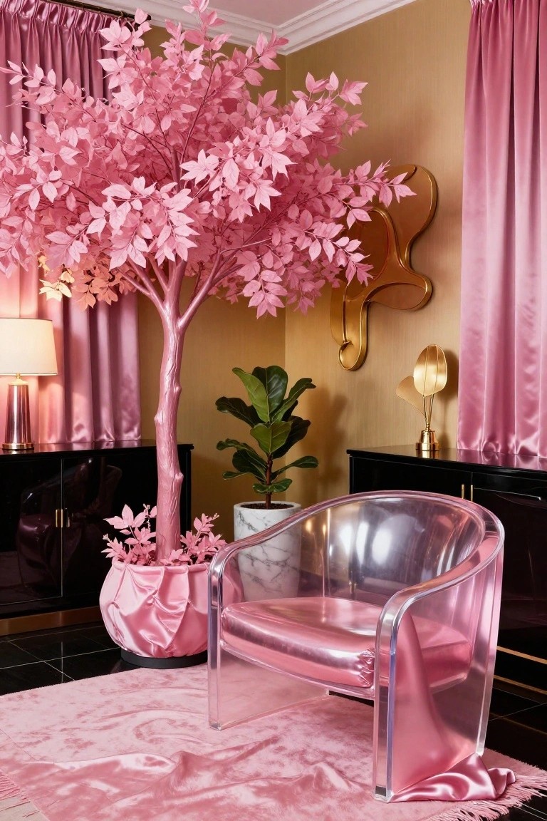 Pink Tree Corner with Clear Chair