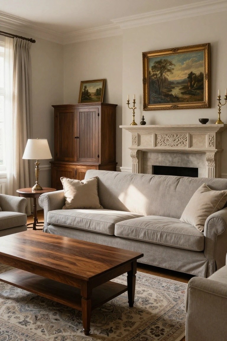 Wood Furniture Warms Neutral Rooms