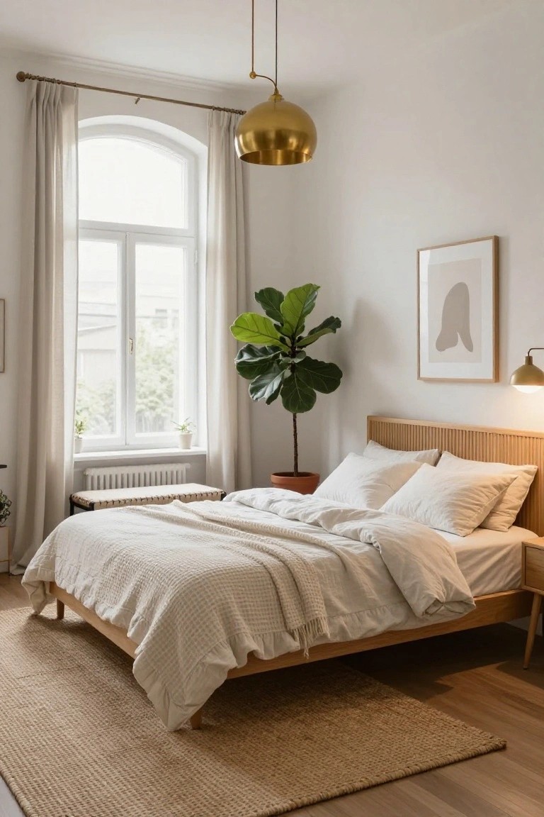 Slatted Wood Headboard for Neutral Bedrooms