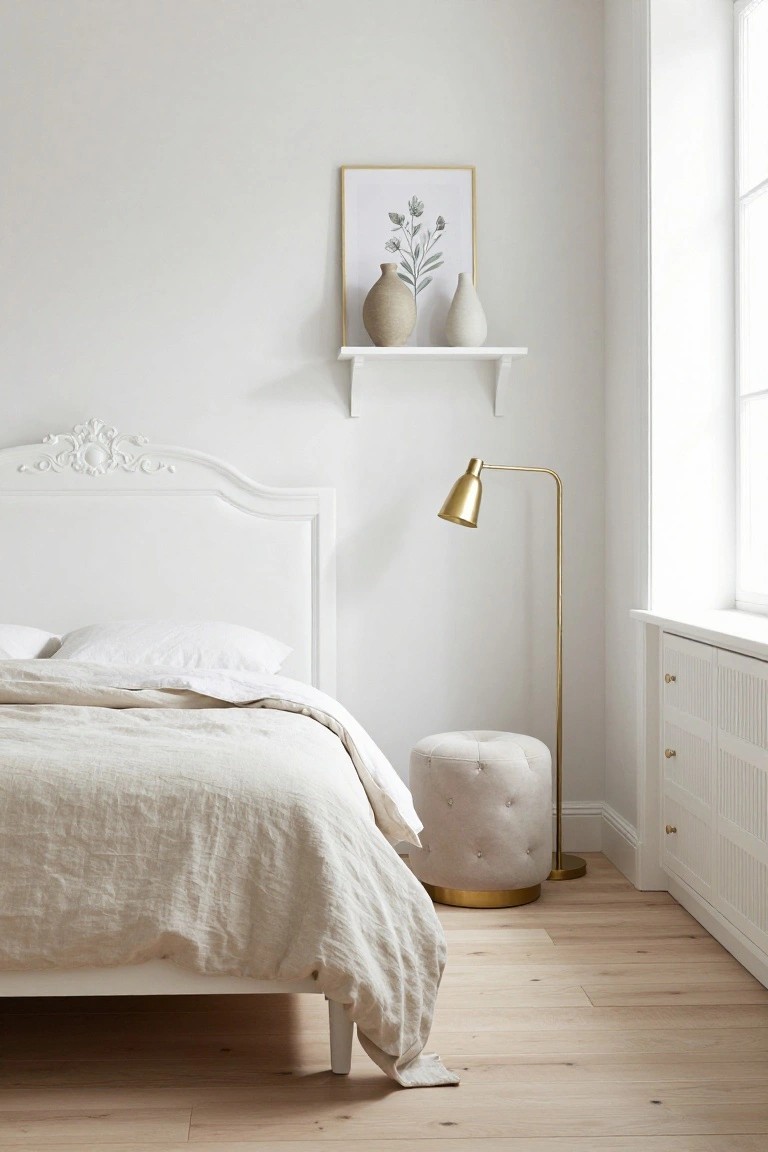 Ornate Rococo Headboard in a Neutral Bedroom
