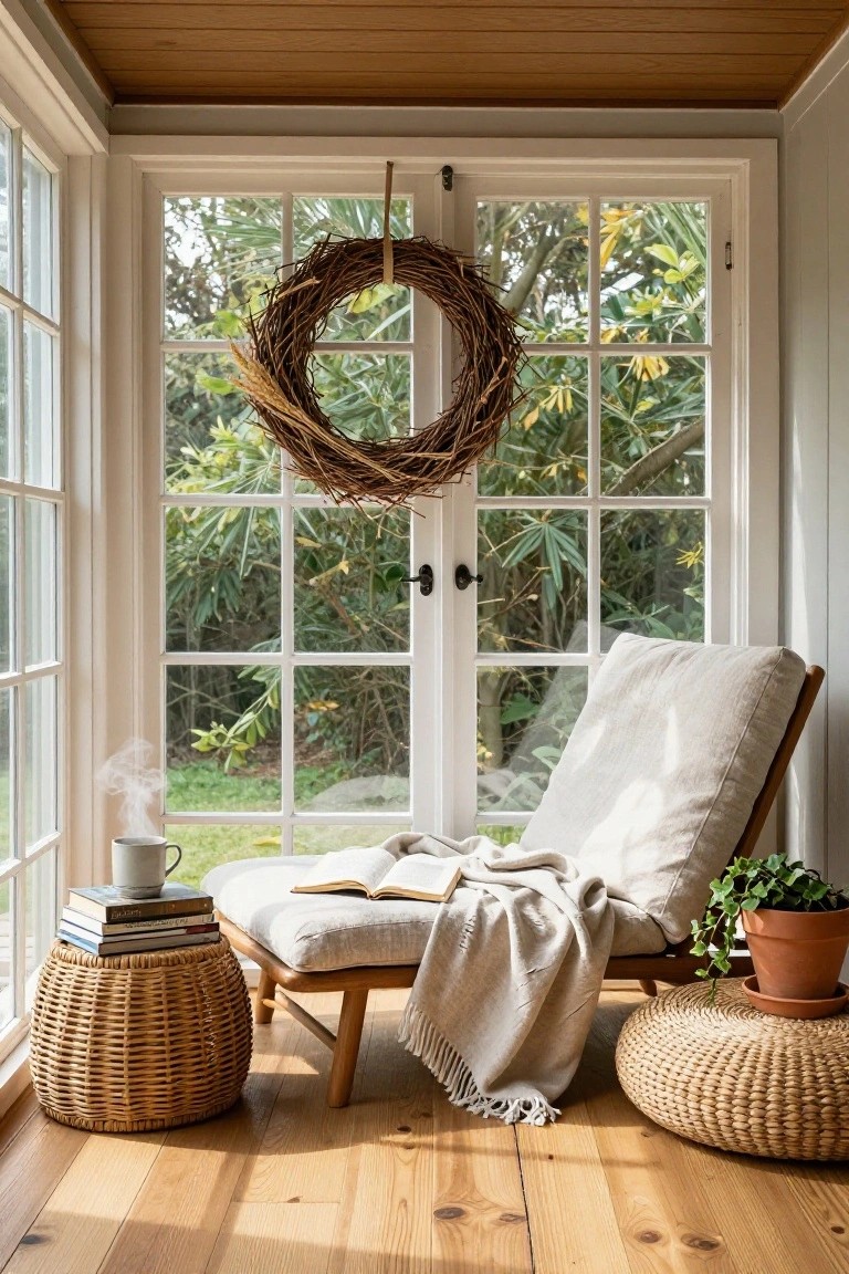 Twig Wreath on the Pantry Door